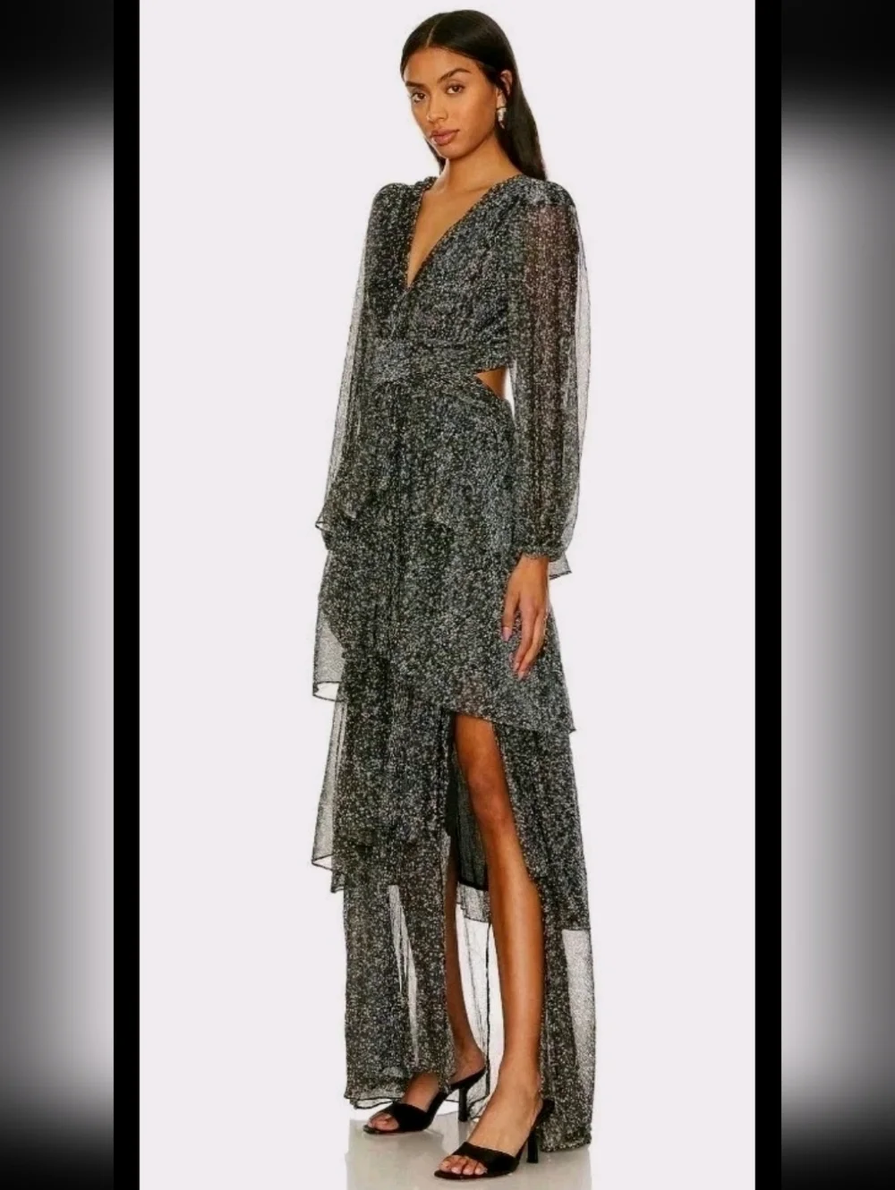 Astr The Label Anora Dress, Metallic Shimering Layers, Long Dress, Women's LG - Picture 2 of 9